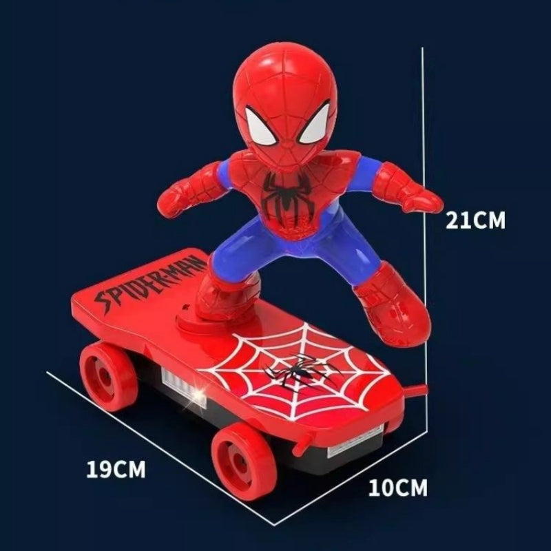Spider-Man Stunt Scooter Toy | 360° Rotation, Fall & Flip, LED Lights & Music