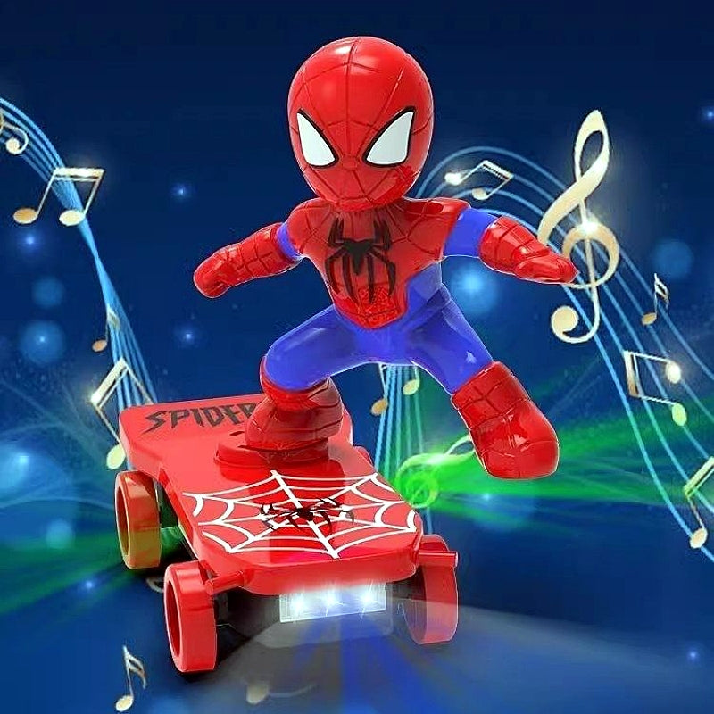 Spider-Man Stunt Scooter Toy | 360° Rotation, Fall & Flip, LED Lights & Music