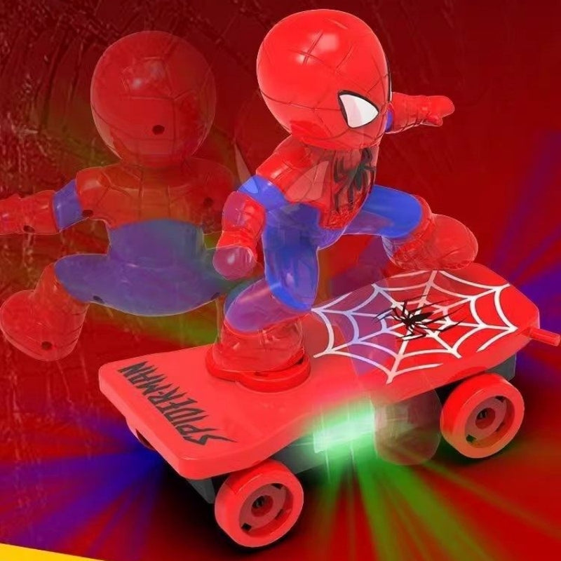Spider-Man Stunt Scooter Toy | 360° Rotation, Fall & Flip, LED Lights & Music