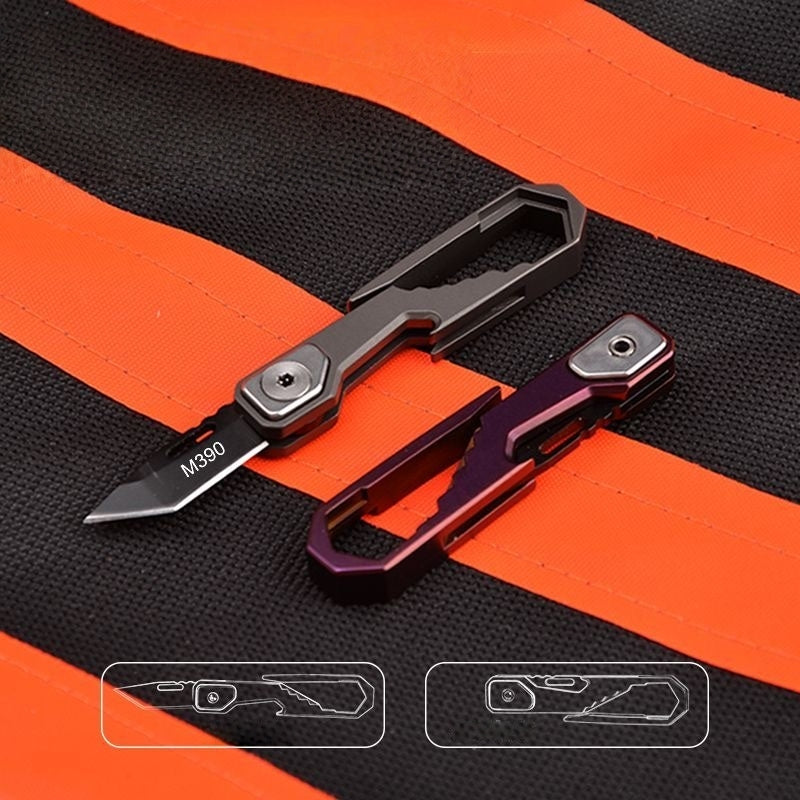 EDC Folding Pocket Knife with Keychain &amp; Hex Wrench
