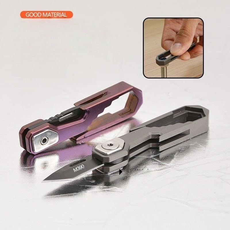 EDC Folding Pocket Knife with Keychain &amp; Hex Wrench