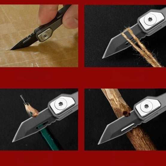 EDC Folding Pocket Knife with Keychain &amp; Hex Wrench
