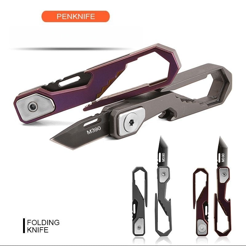 EDC Folding Pocket Knife with Keychain &amp; Hex Wrench