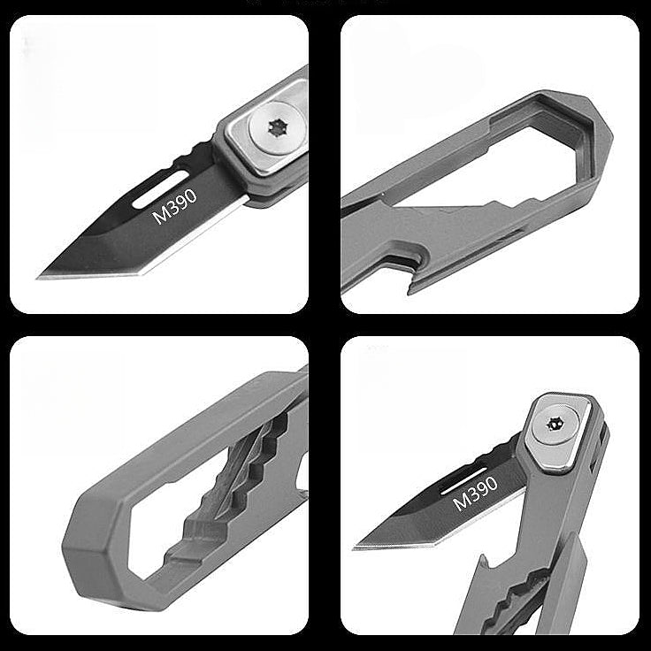 EDC Folding Pocket Knife with Keychain &amp; Hex Wrench