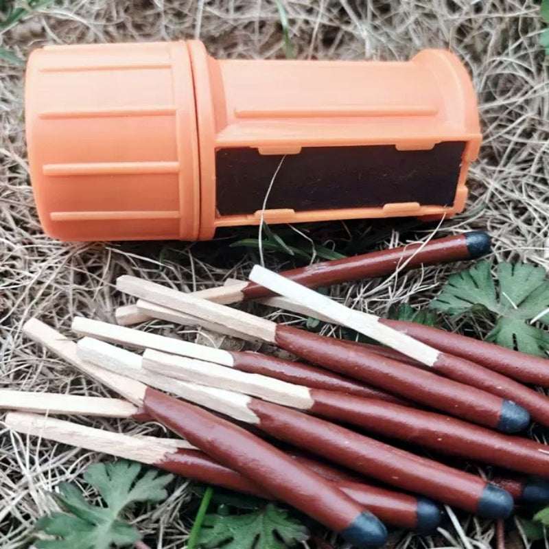 Waterproof & Windproof Survival Matches – 20 Sticks with Waterproof Case | Emergency Fire Starter for Camping, Hiking &amp; Survival Kits